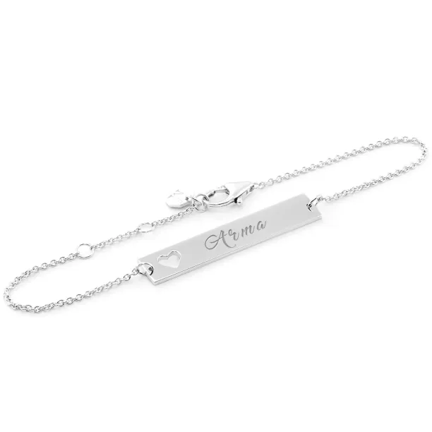 Minimalist gold bracelet with heart and engraving Renma Image