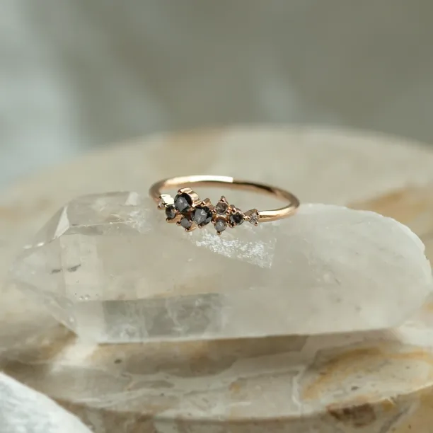Gold ring with salt and pepper diamonds CLARA Image