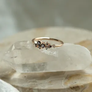 Gold ring with salt and pepper diamonds CLARA Thumbnail