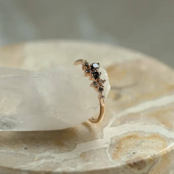 Gold ring with salt and pepper diamonds CLARA Image