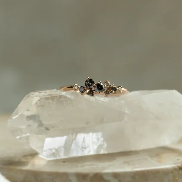 Gold ring with salt and pepper diamonds CLARA Image