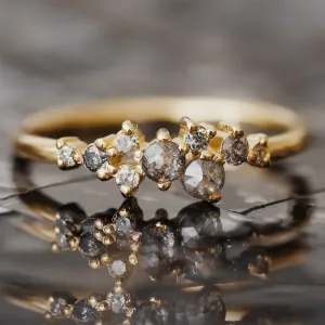 Gold ring with salt and pepper diamonds CLARA Thumbnail