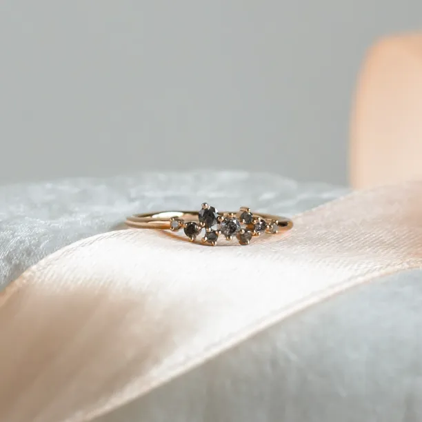 Gold ring with salt and pepper diamonds CLARA Image