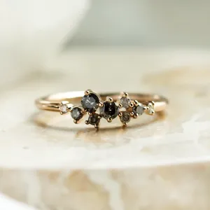 Gold ring with salt and pepper diamonds CLARA