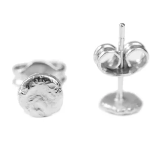 Silver hammered stud earrings with push back closure RIMINI Thumbnail