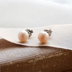 Stud peach pearl earrings QIANA Thumbnail