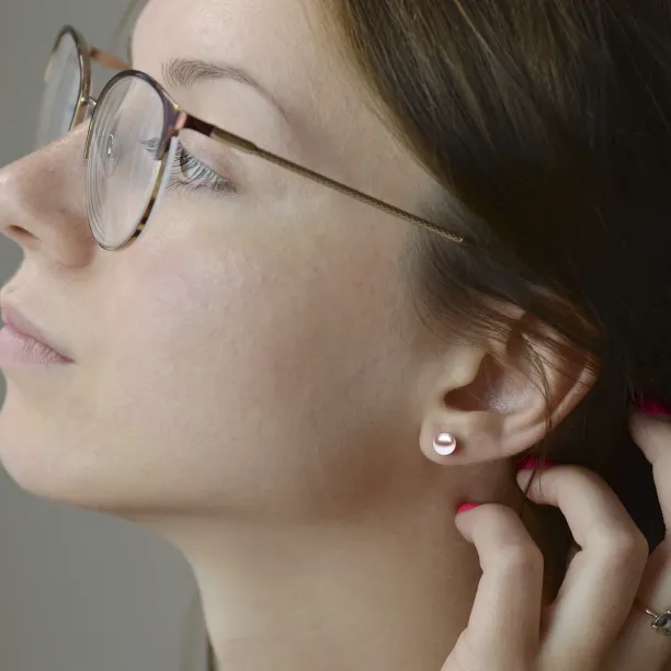 Stud peach pearl earrings QIANA Image