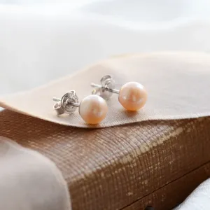 Stud peach pearl earrings QIANA Thumbnail