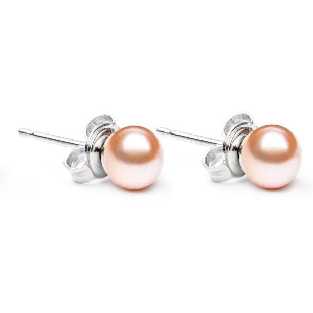 Stud peach pearl earrings QIANA Image