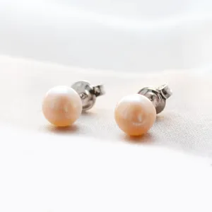 Stud peach pearl earrings QIANA Thumbnail
