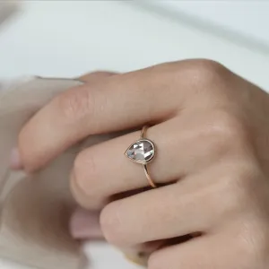 Gold ring with salt and pepper diamond XENA Thumbnail