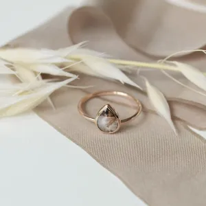 Gold ring with salt and pepper diamond XENA Thumbnail