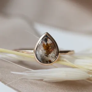 Gold ring with salt and pepper diamond XENA Thumbnail