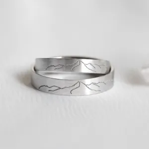 Gold wedding rings with engraved mountains TATRY  Thumbnail