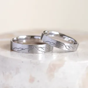 Gold wedding rings with engraved mountains TATRY  Thumbnail