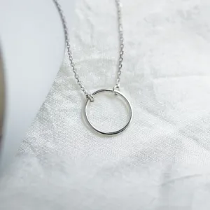 Minimalist silver necklace with a circle KARMA Thumbnail