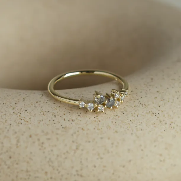 Gold ring with salt and pepper diamonds CLARA Image