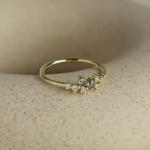 Gold ring with salt and pepper diamonds CLARA