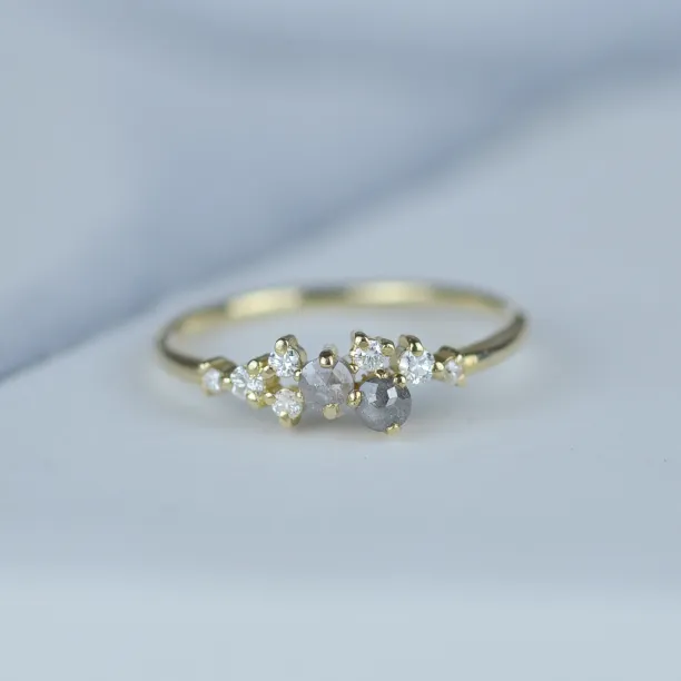 Gold ring with salt and pepper diamonds CLARA Image