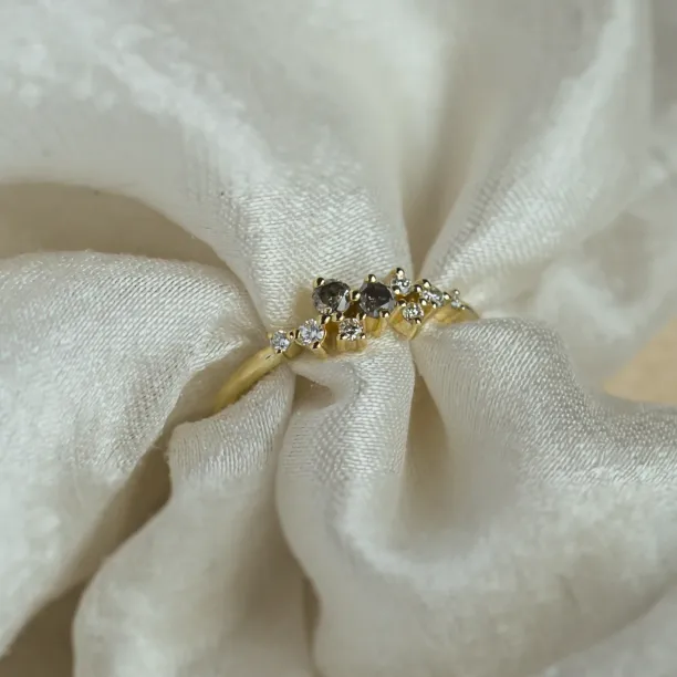 Gold ring with salt and pepper diamonds CLARA Image