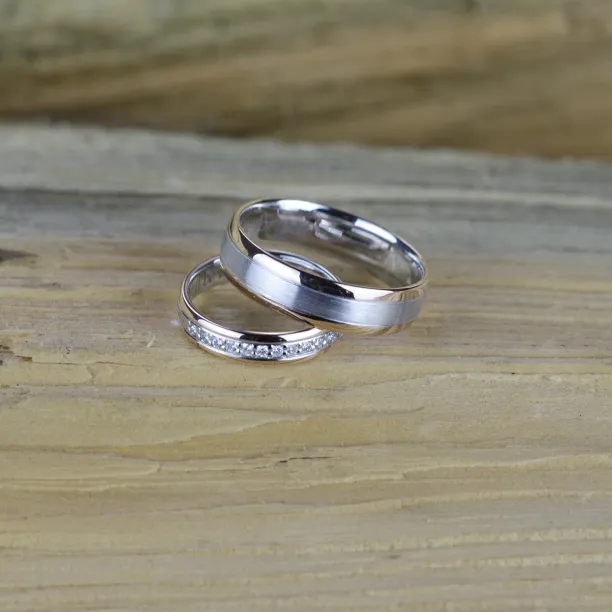 AVRIL combination gold diamond wedding rings Image