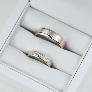 AVRIL combination gold diamond wedding rings Thumbnail