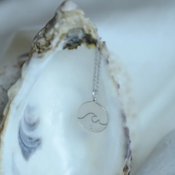 Gold pendant with a diamond SURF Image