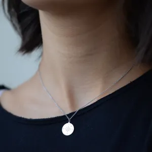 Silver pendant with a compass and a diamond MAP Thumbnail