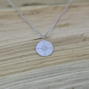 Silver pendant with a compass and a diamond MAP Thumbnail