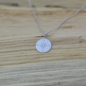 Silver pendant with a compass and a diamond MAP Thumbnail