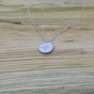 Silver pendant with a compass and a diamond MAP Thumbnail