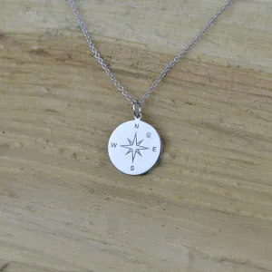 Gold pendant with a compass and a diamond MAP Thumbnail