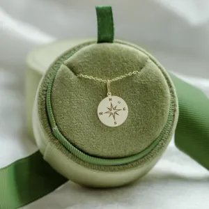 Gold pendant with a compass and a diamond MAP Thumbnail