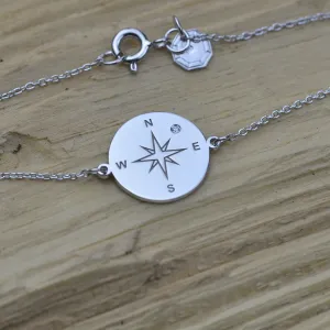 Silver bracelet with a compass and a diamond BOBBIE Thumbnail