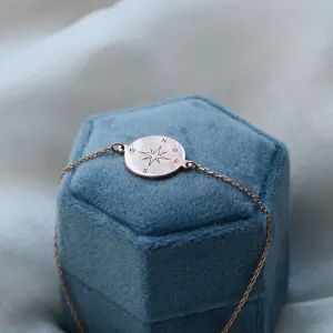 Gold bracelet with a compass and a diamond BOBBIE Thumbnail