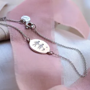 Silver engraved bracelet with a diamond ZERA Thumbnail