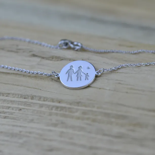 Silver engraved bracelet with a diamond ZERA Image