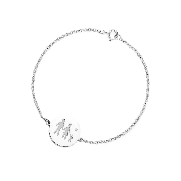 Silver engraved bracelet with a diamond ZERA Image