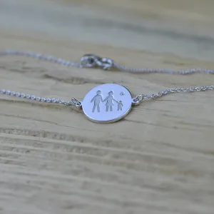 Gold engraved bracelet with a diamond ZERA Thumbnail