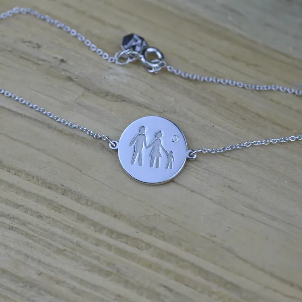 Gold engraved bracelet with a diamond ZERA Image