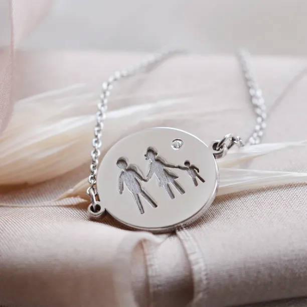 Gold engraved bracelet with a diamond ZERA Image