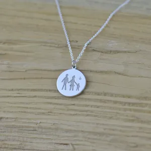 Silver engraved pendant with a diamond TORI Thumbnail