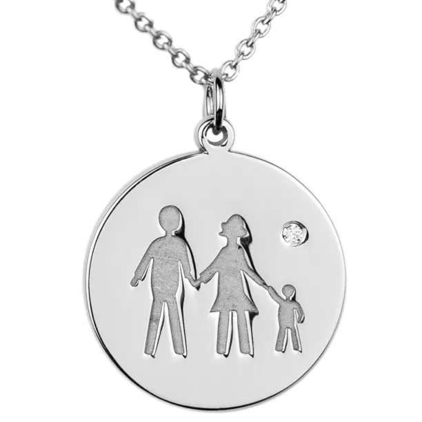 Silver engraved pendant with a diamond TORI Image