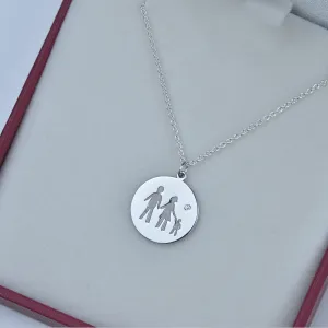 Gold engraved pendant with a diamond TORI Thumbnail