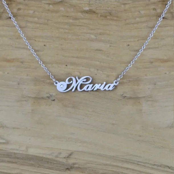Name silver necklace with diamond MARI Image