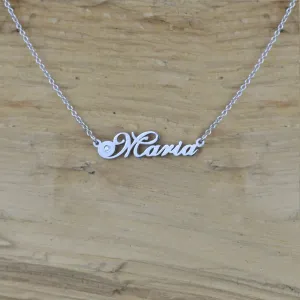 Name silver necklace with diamond MARI Thumbnail