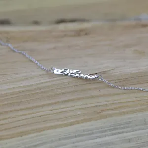 Name silver necklace with diamond MARI Thumbnail