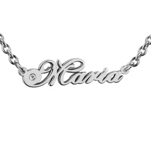 Name silver necklace with diamond MARI Thumbnail