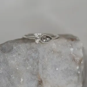 NANCY gold ring with salt and pepper diamond 0.32ct Thumbnail