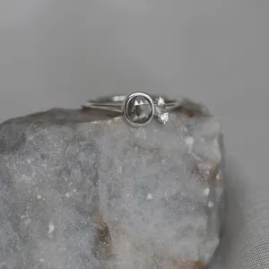 MELISSA gold ring with salt and pepper diamond Thumbnail